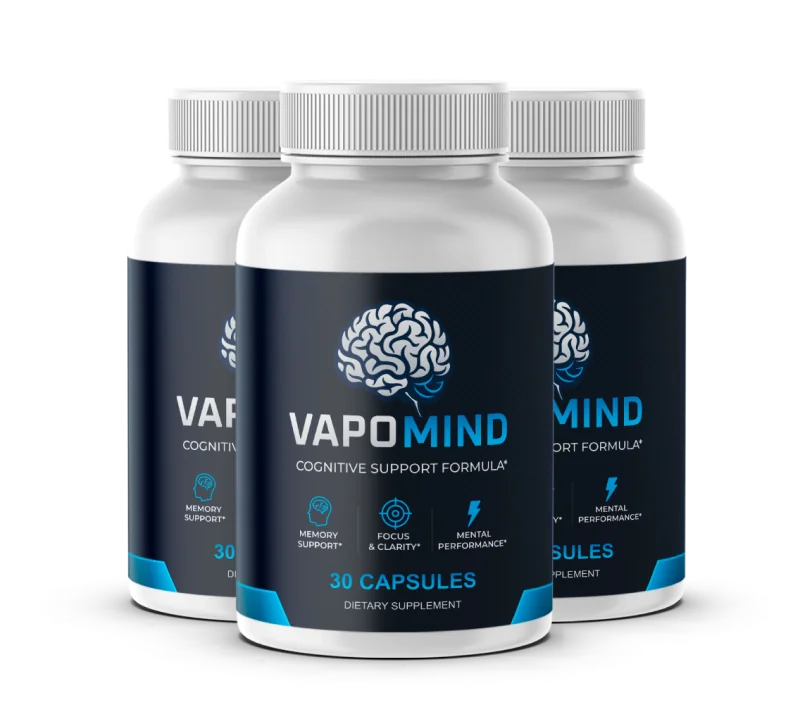 Three Vapo Mind supplement bottles